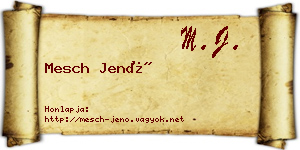 Mesch Jenő névjegykártya